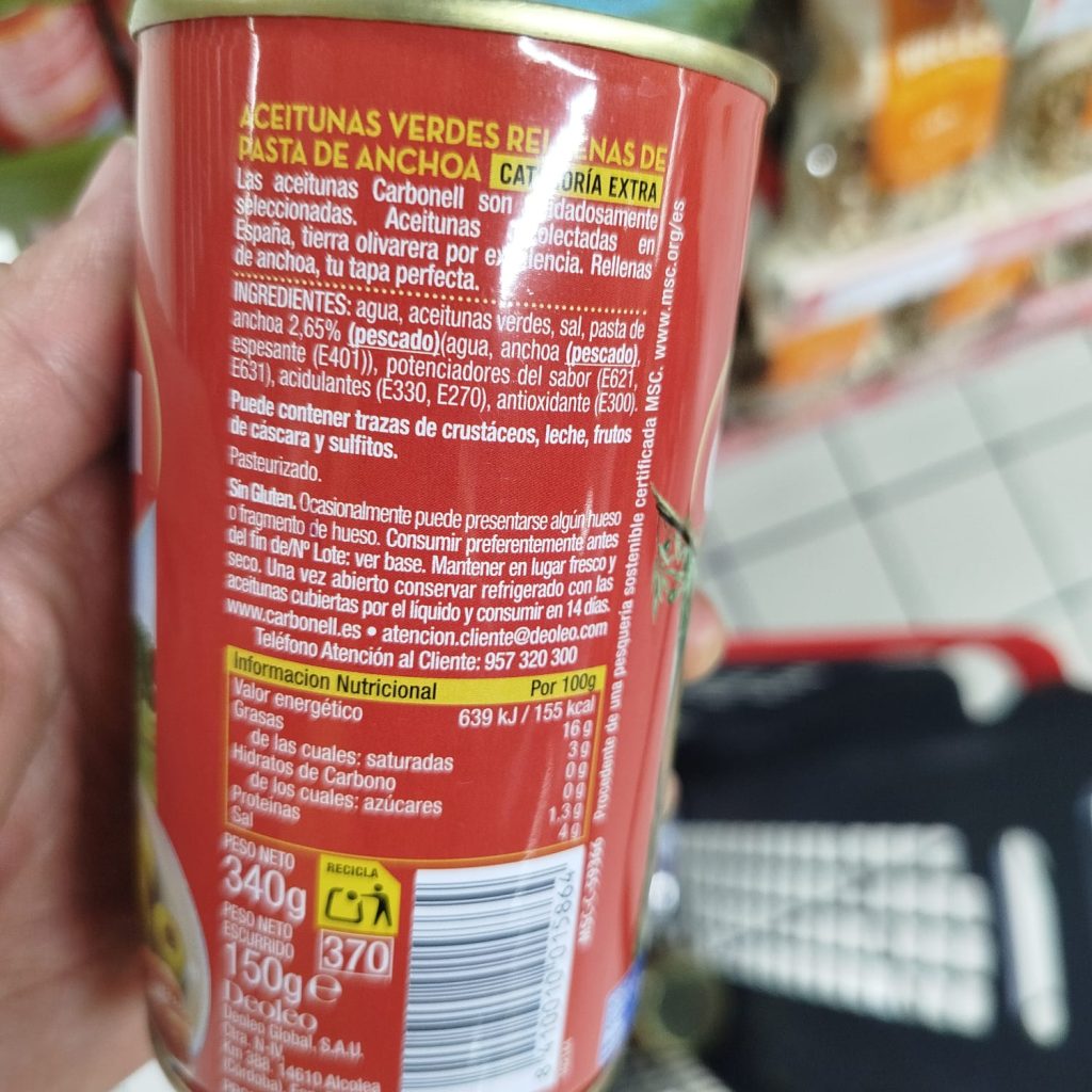 Aceitunas Con Anchoa Carobnell